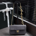 CHANEL 26S WALLET ON CHAIN 22 IN CHARCOAL GRAY CROCODILE-EMBOSSED CALFSKIN GOLD HARDWARE