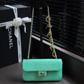 CHANEL 26S WALLET ON CHAIN 22 IN TIFFANY BLUE CROCODILE-EMBOSSED CALFSKIN GOLD HARDWARE