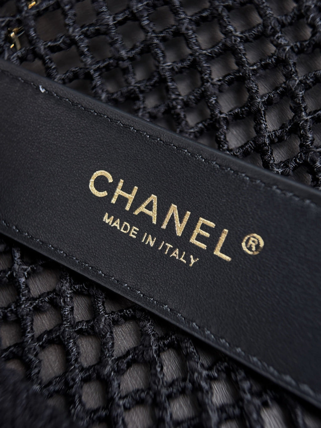 CHANEL 26S SMALL CLASSIC FLAP BAG 21 IN BLACK OPEN-WEAVE CROCHET GOLD HARDWARE