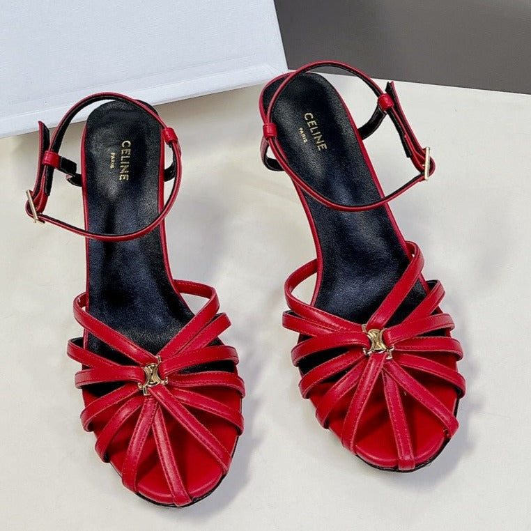 TRIOMPHE SANDAL IN LAMBSKIN CHERRY RED