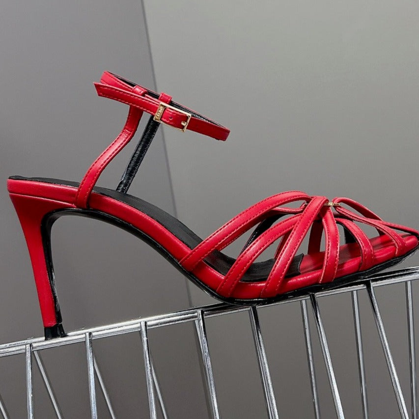 TRIOMPHE SANDAL IN LAMBSKIN CHERRY RED