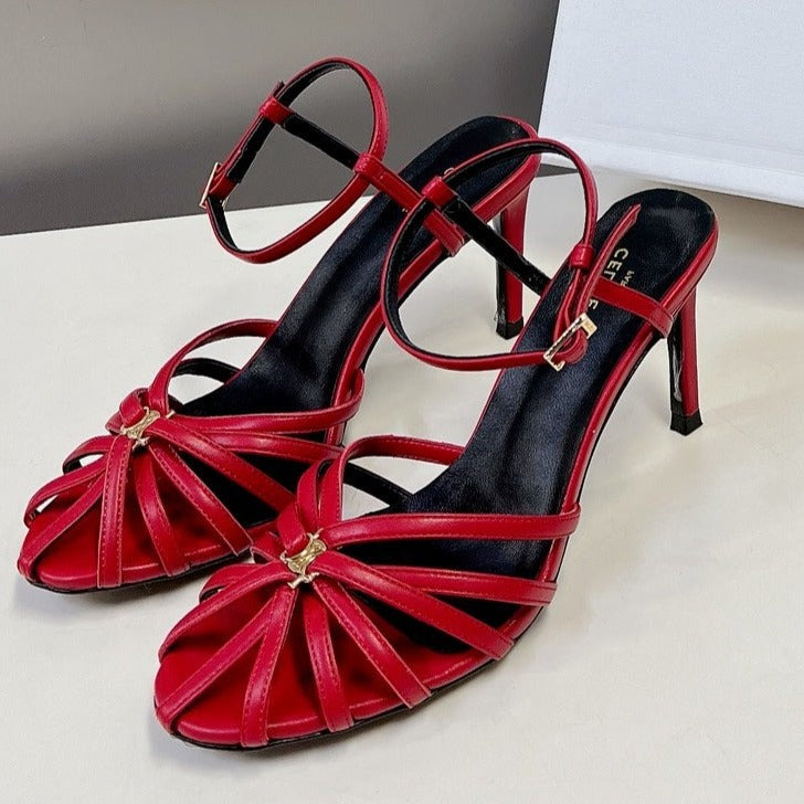 TRIOMPHE SANDAL IN LAMBSKIN CHERRY RED