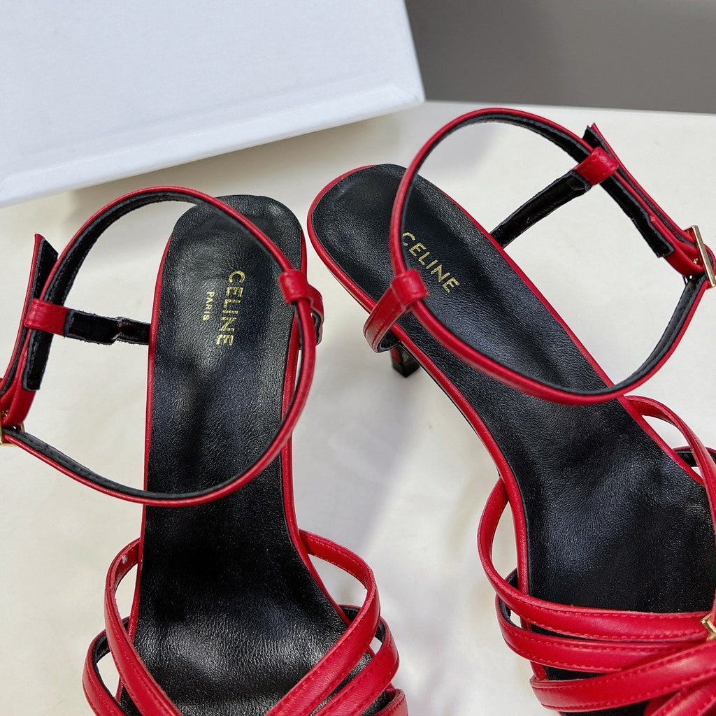 TRIOMPHE SANDAL IN LAMBSKIN CHERRY RED