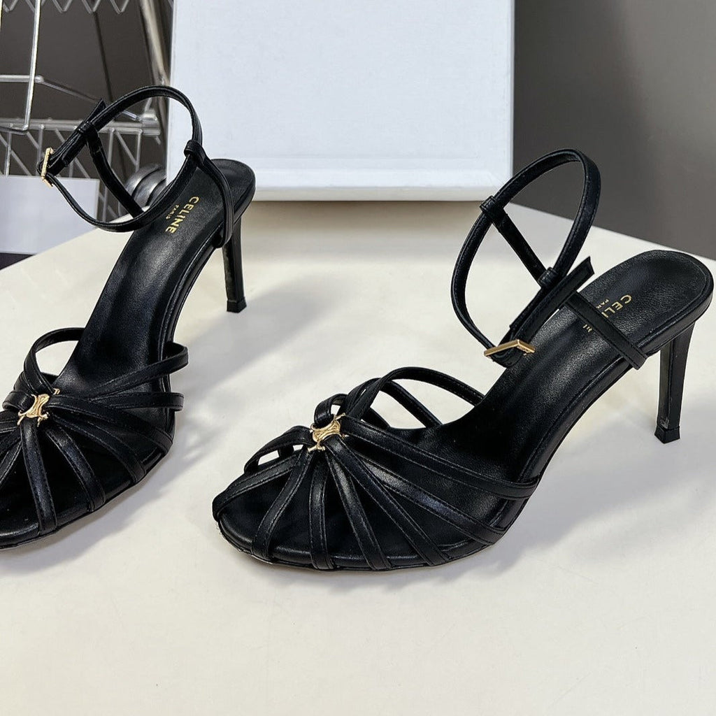 TRIOMPHE SANDAL IN LAMBSKIN BLACK