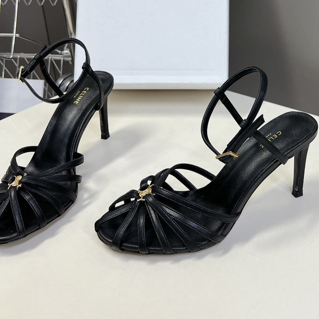 TRIOMPHE SANDAL IN LAMBSKIN BLACK
