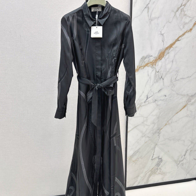 HERMES 25S LONG SILK DRESS 80580