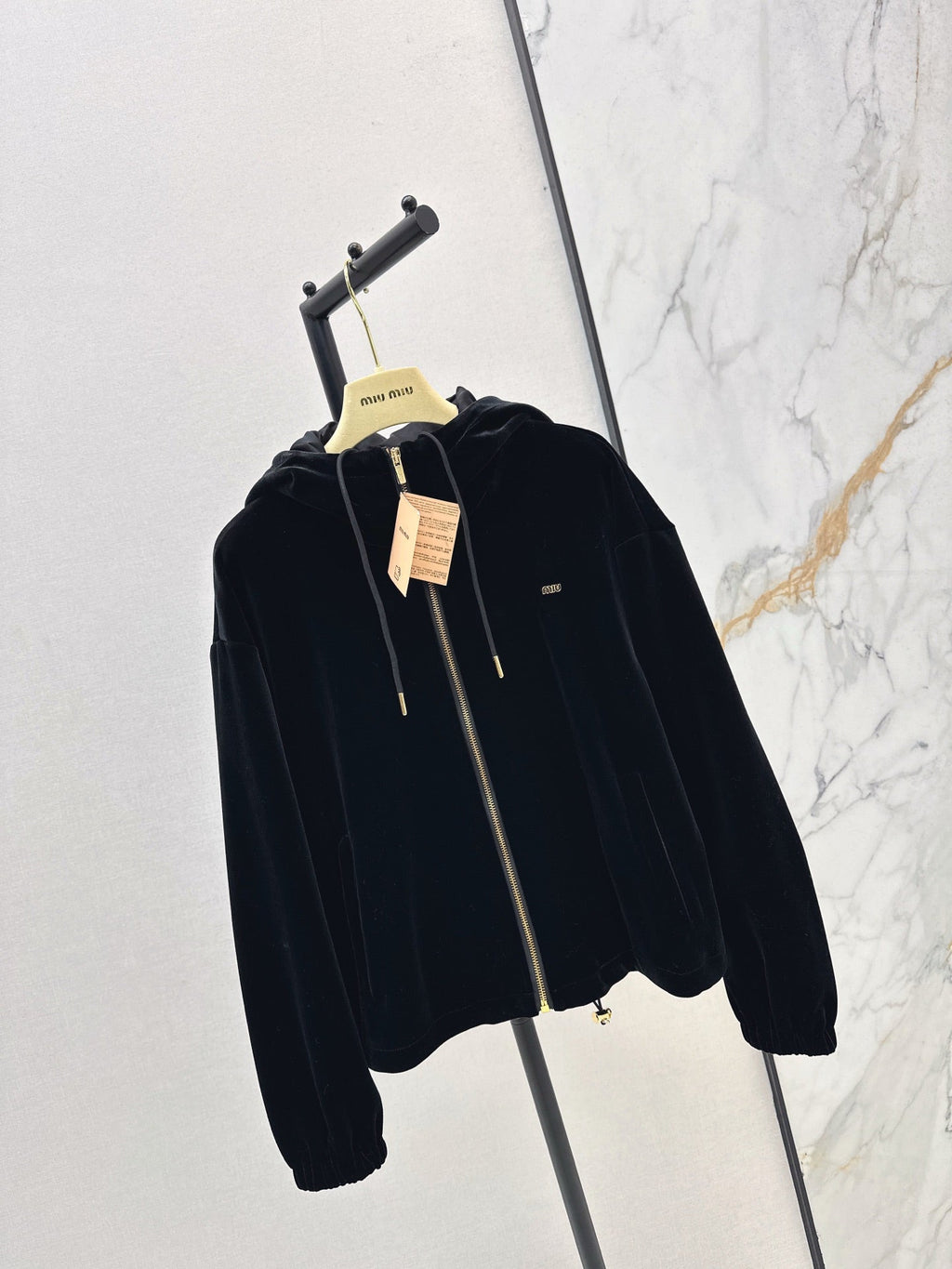 MIUMIU 26S HOODED VELVET JACKET 951