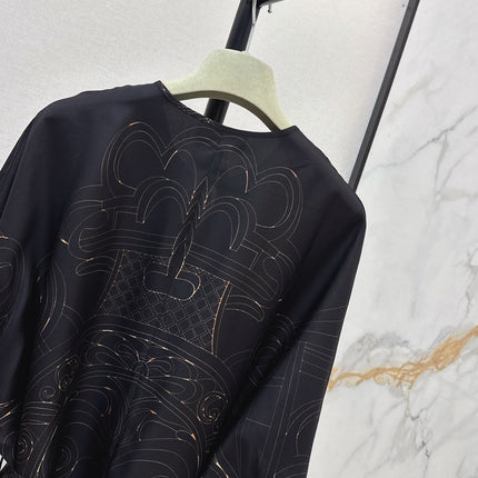 HERMES 26S PRINTED SILK DRESS 786