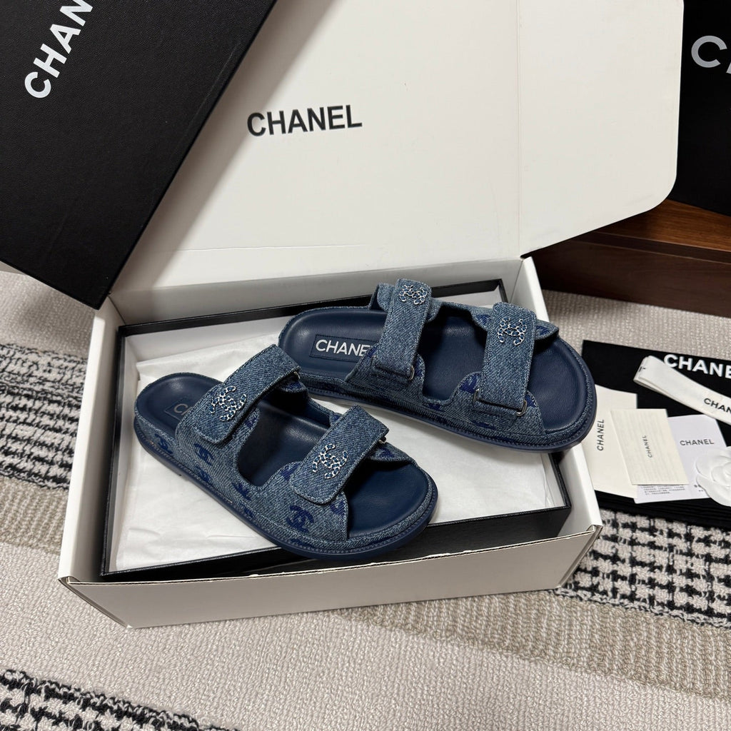 CHANEL 26S DAD SANDAL IN BLUE DENIM 802924