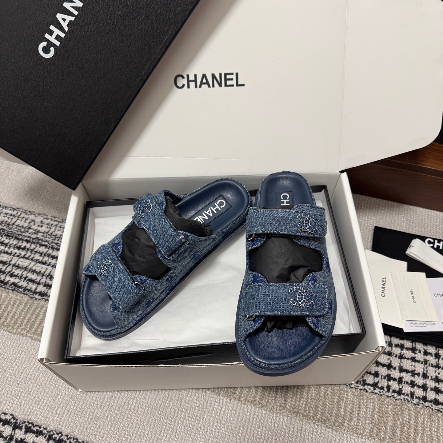 CHANEL 26S DAD SANDAL IN BLUE DENIM 802924
