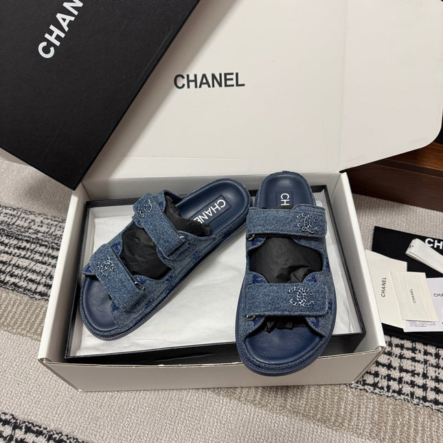 CHANEL 26S DAD SANDAL IN BLUE DENIM 802924