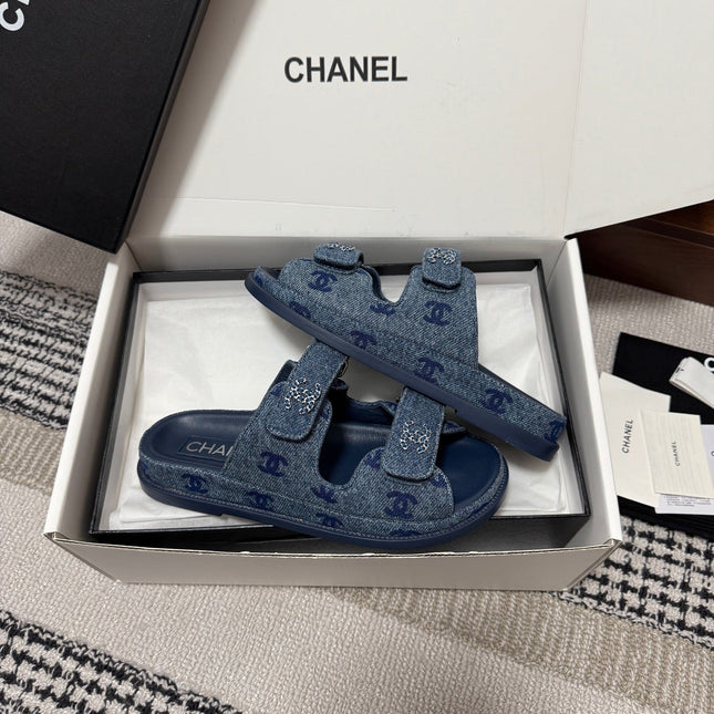CHANEL 26S DAD SANDAL IN BLUE DENIM 802924