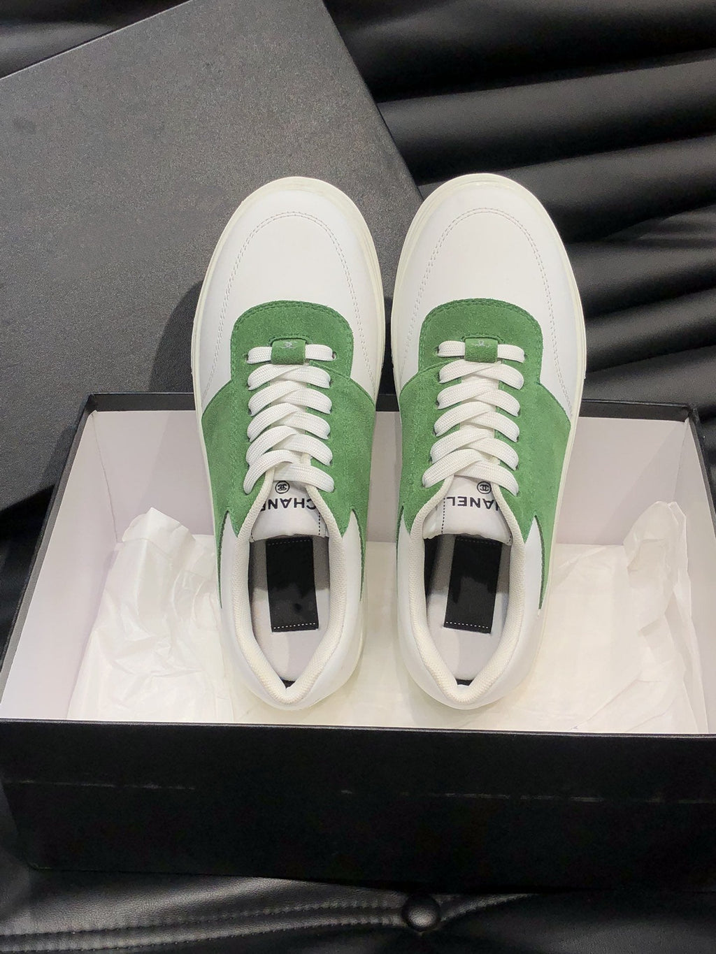 CC SNEAKERS TRAINERS GREEN SUEDE LEATHER