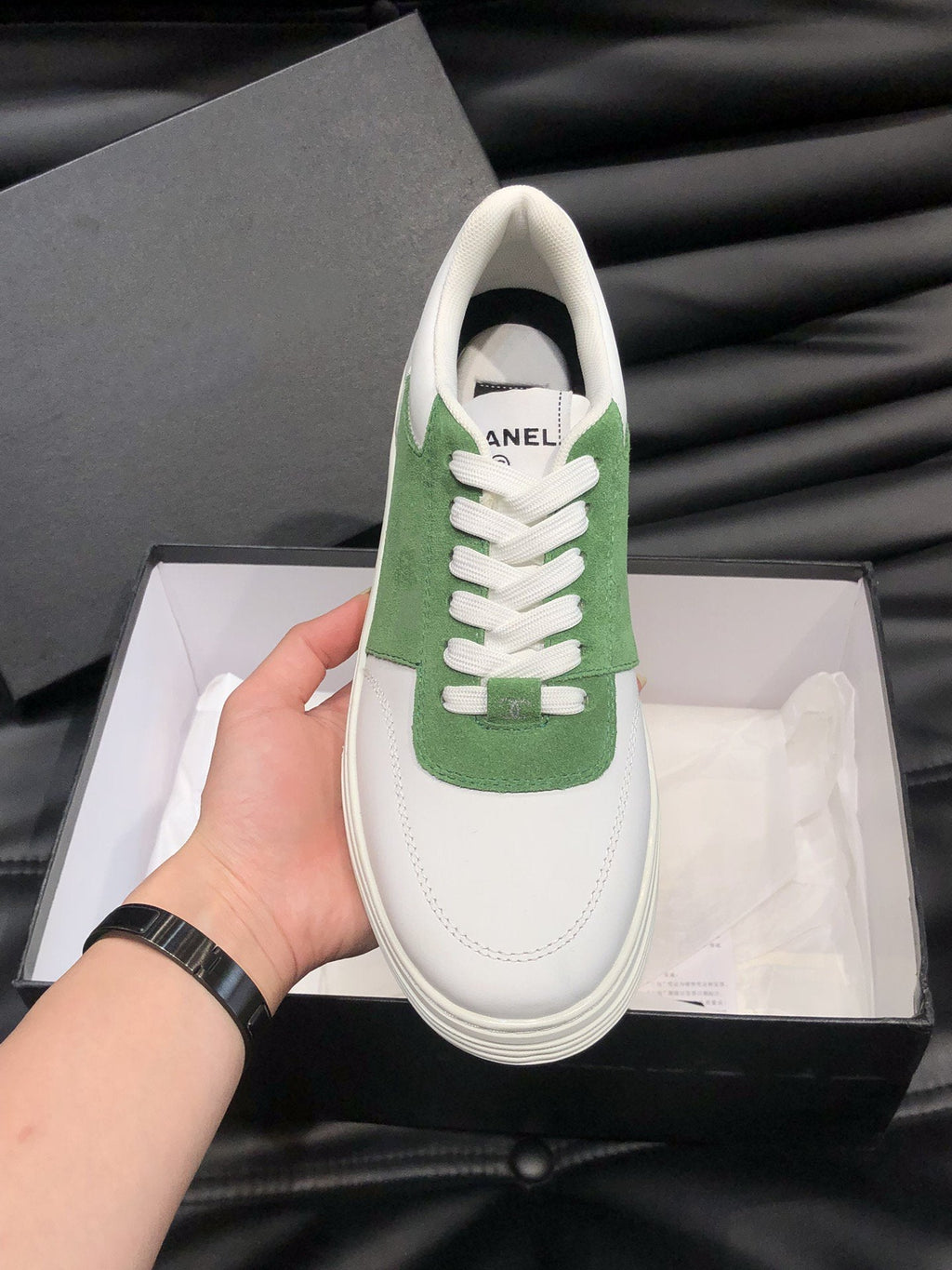 CC SNEAKERS TRAINERS GREEN SUEDE LEATHER