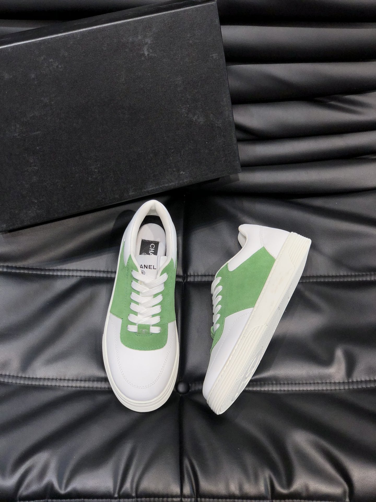 CC SNEAKERS TRAINERS GREEN SUEDE LEATHER