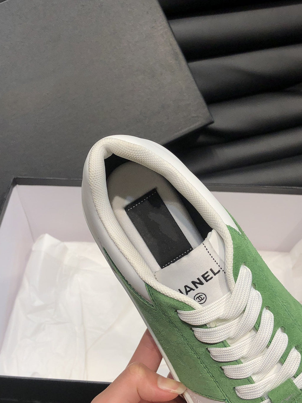 CC SNEAKERS TRAINERS GREEN SUEDE LEATHER