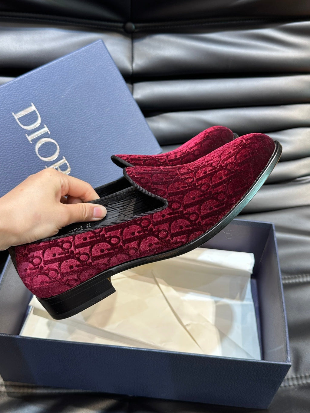CD TIMELESS OBLIQUE LOAFER RED PINK VELVET