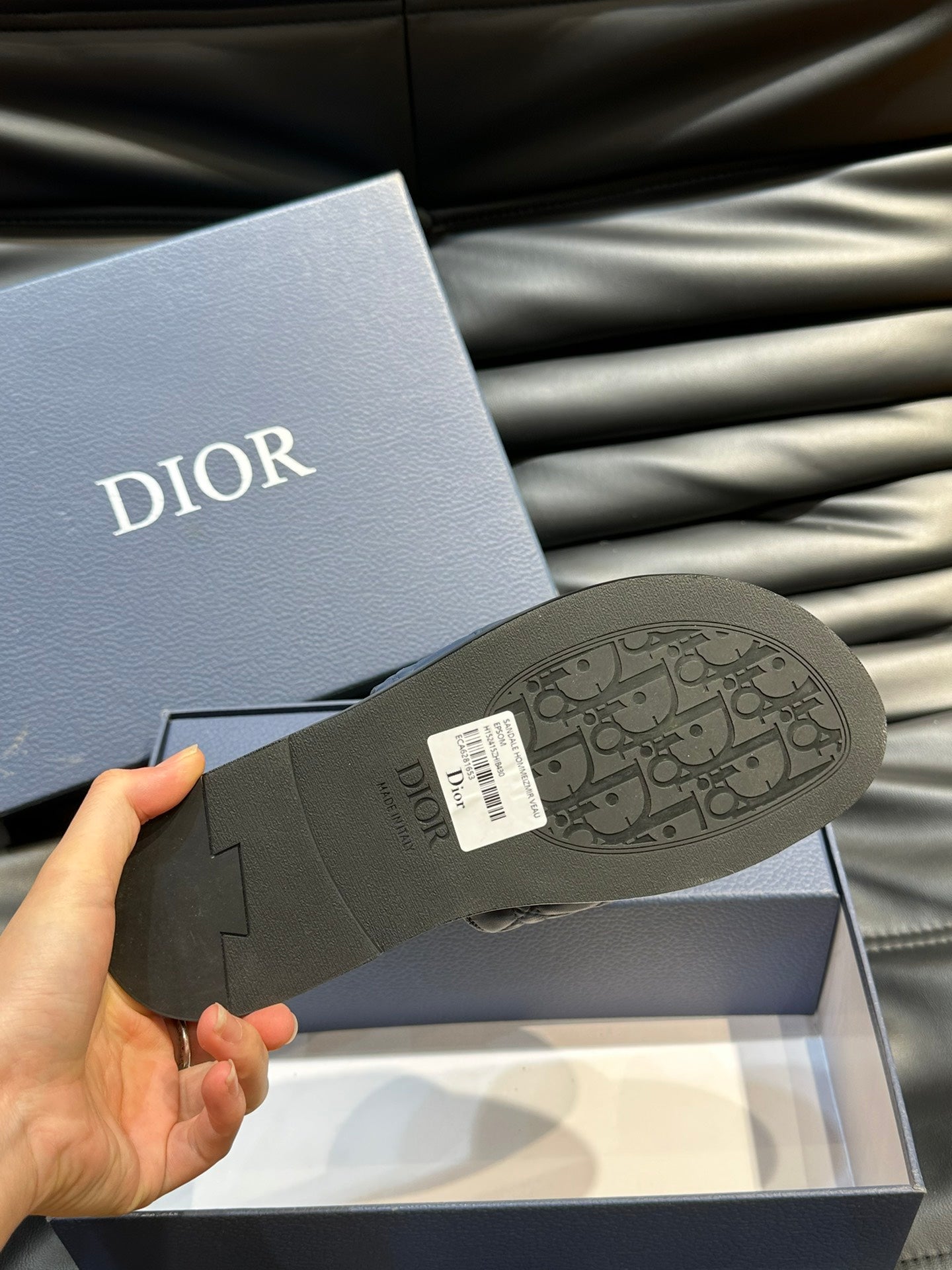 CD ALIAS SUMMER SLIPPER NAVY EMBOSSED CALFSKIN