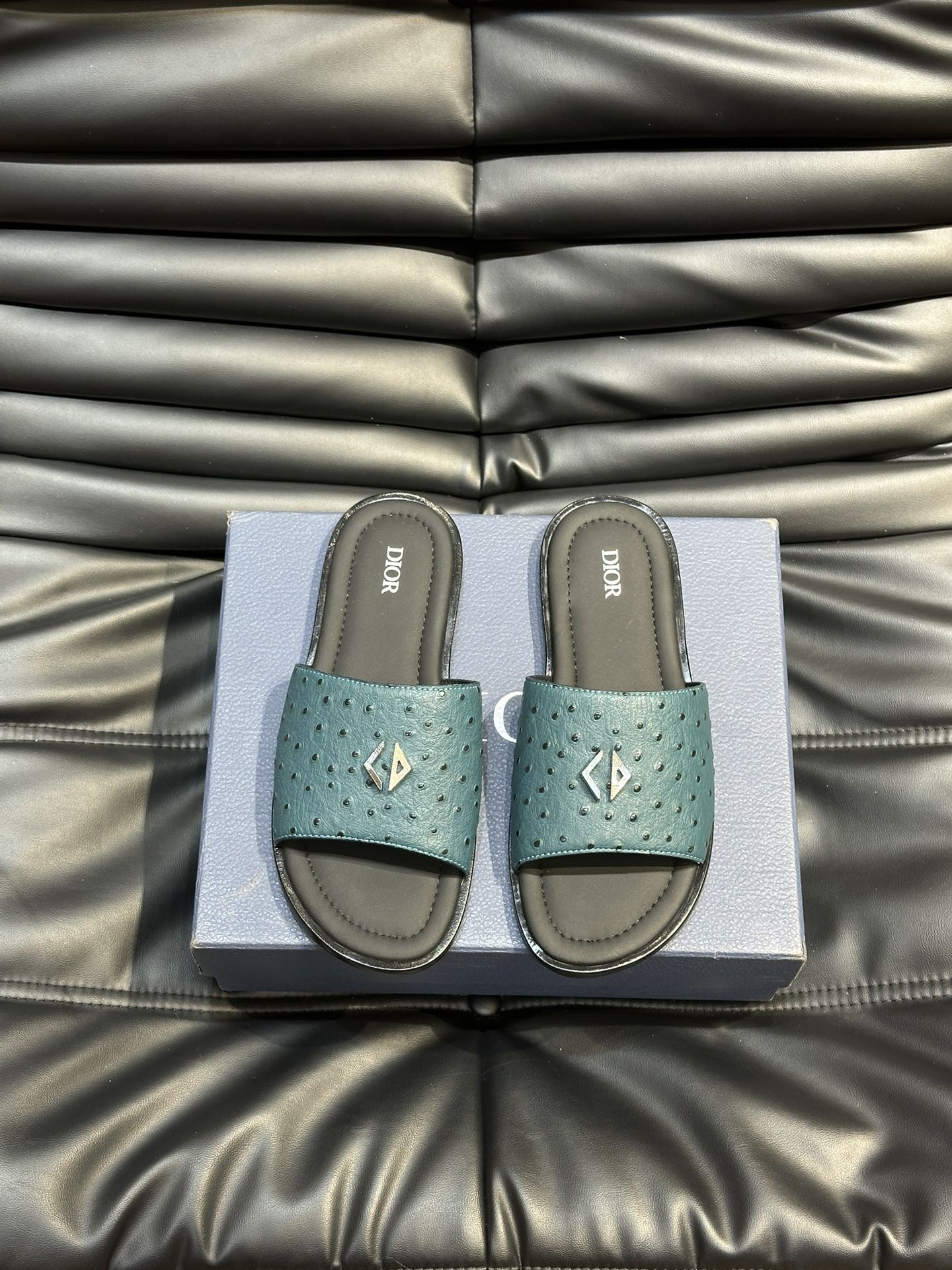 CD ALIAS SUMMER SLIPPER SAPPHIRE CALFSKIN