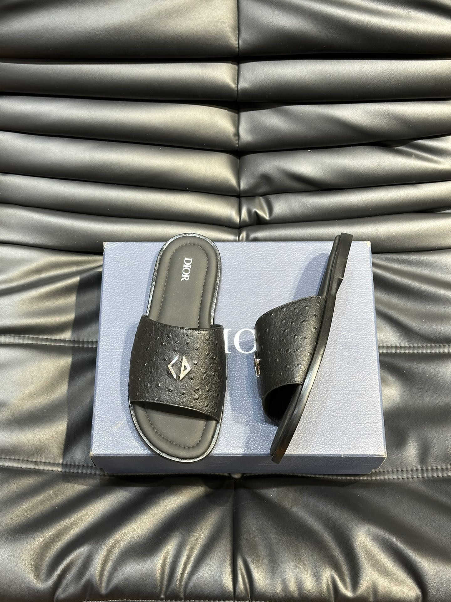 CD ALIAS SUMMER SLIPPER BLACK CALFSKIN