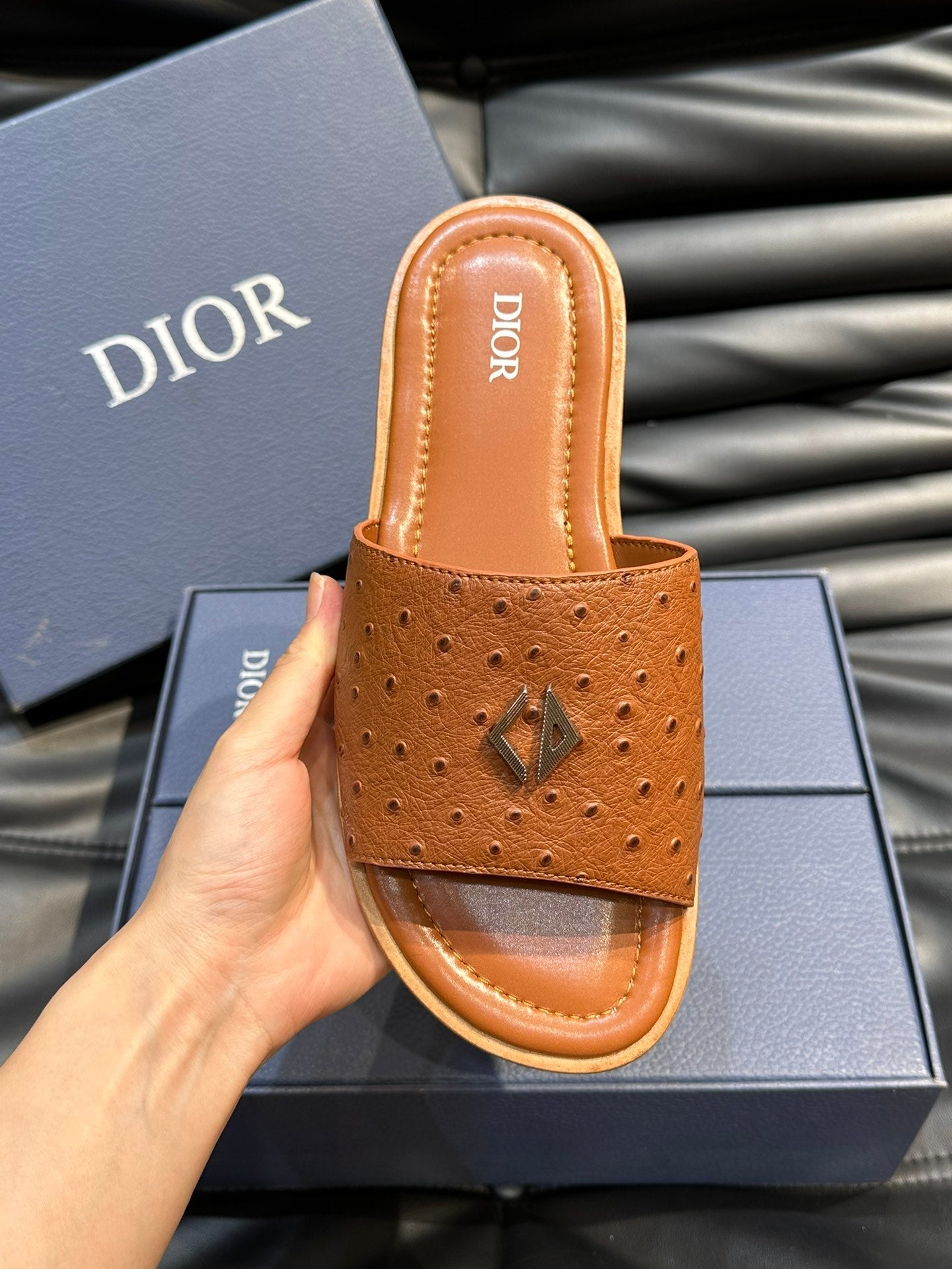 CD ALIAS SUMMER SLIPPER TIGER CALFSKIN