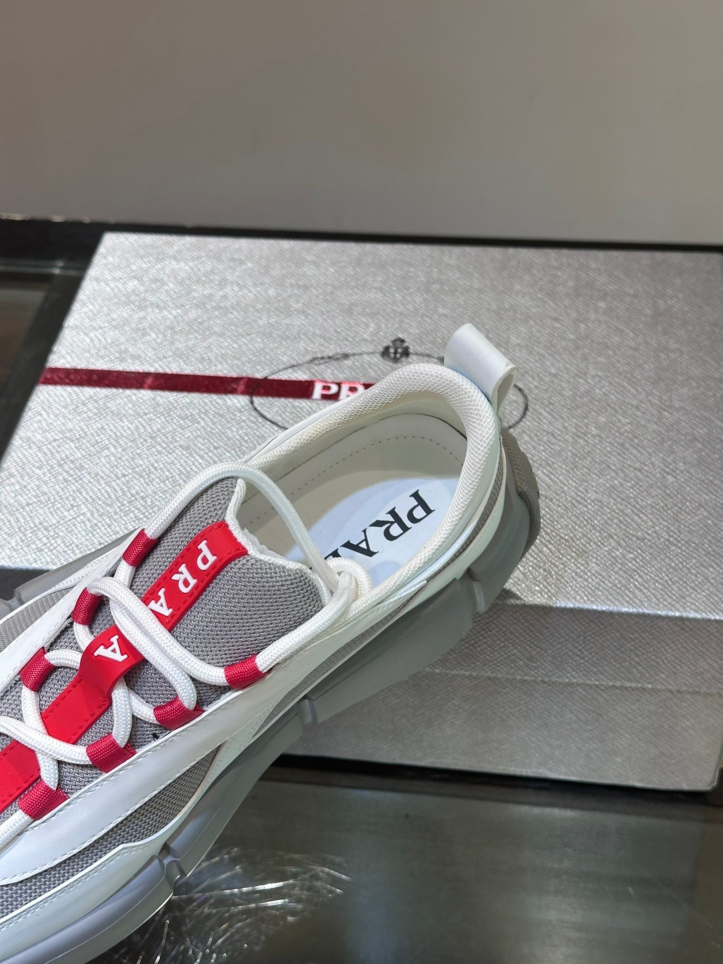 PRA AMERICA'S CUP SOFT RUBBER AND BIKE FABRIC SNEAKERS WHITE AND STEEL GREY