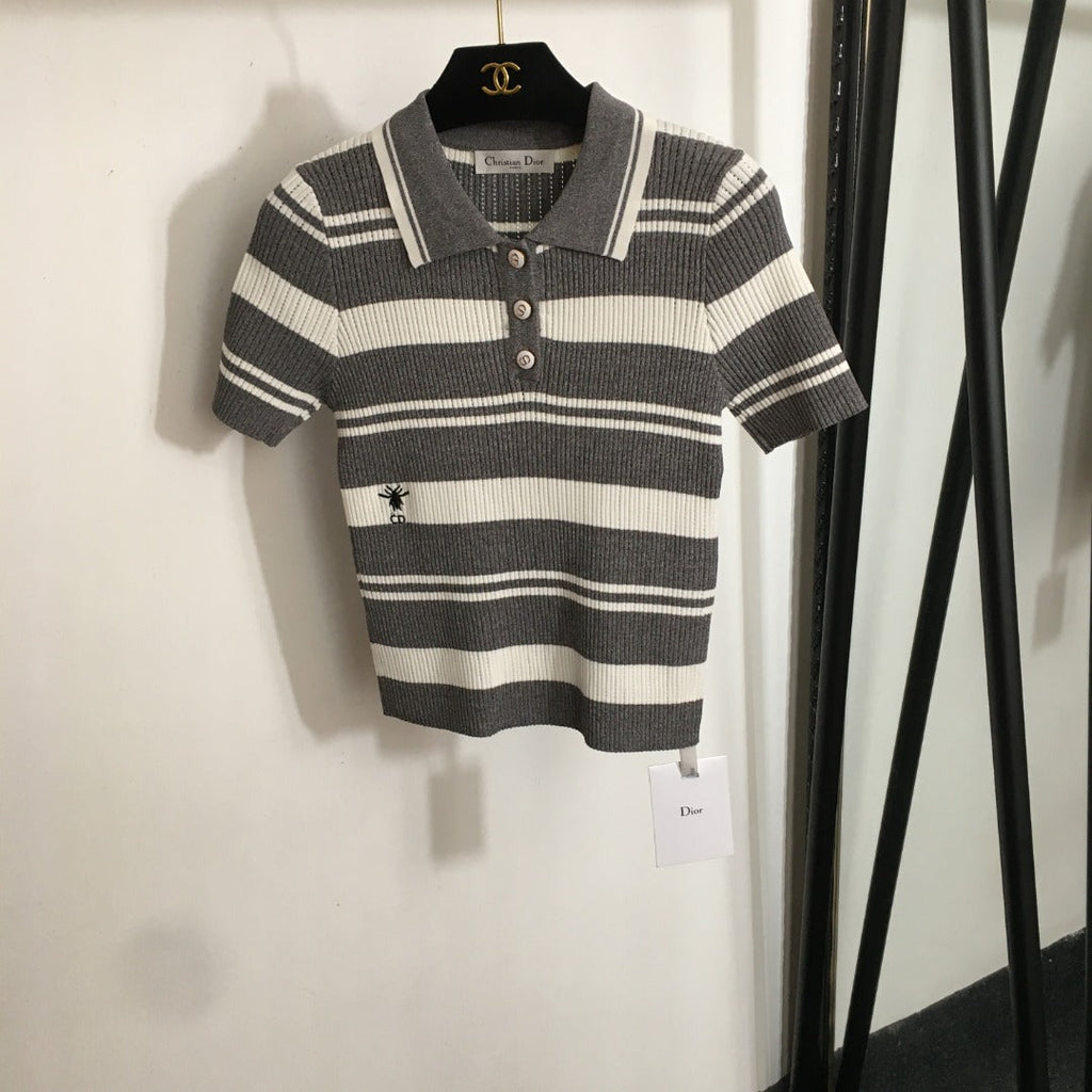 DIOR 26S SHORT-SLEEVE POLO KNIT TOP 1078