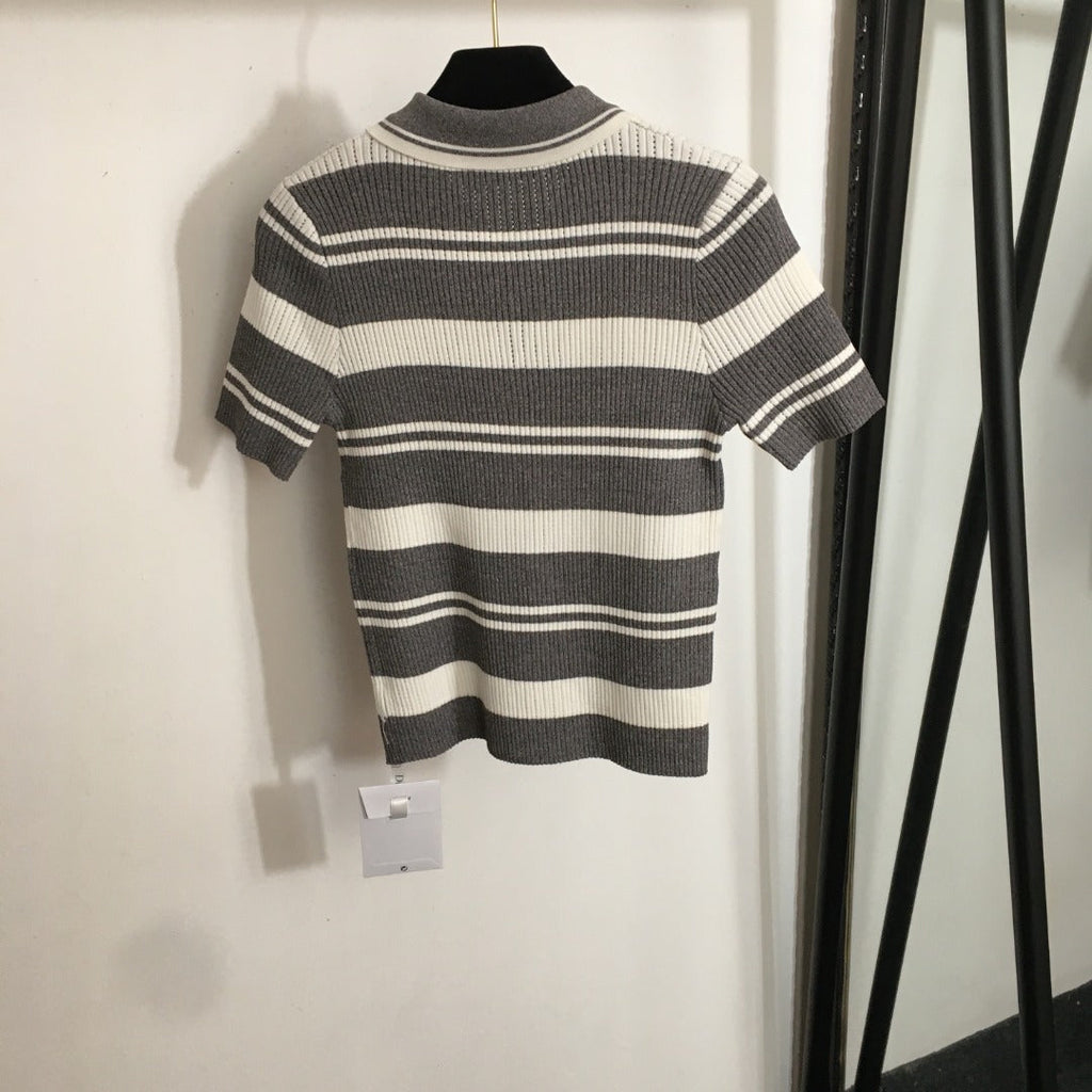 DIOR 26S SHORT-SLEEVE POLO KNIT TOP 1078
