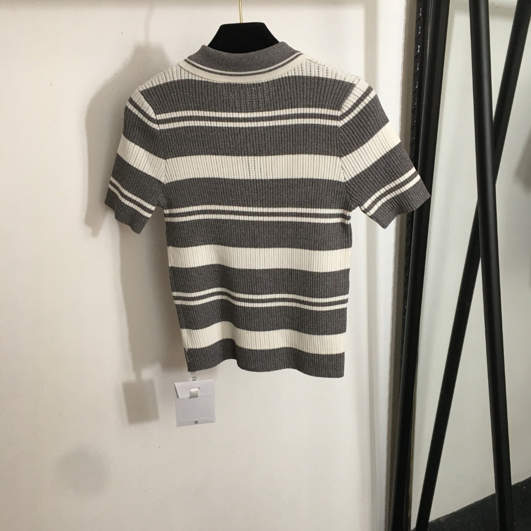 DIOR 26S SHORT-SLEEVE POLO KNIT TOP 1078