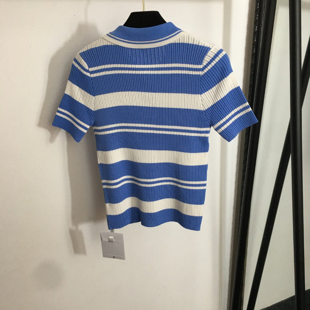 DIOR 26S SHORT-SLEEVE POLO KNIT TOP 1080