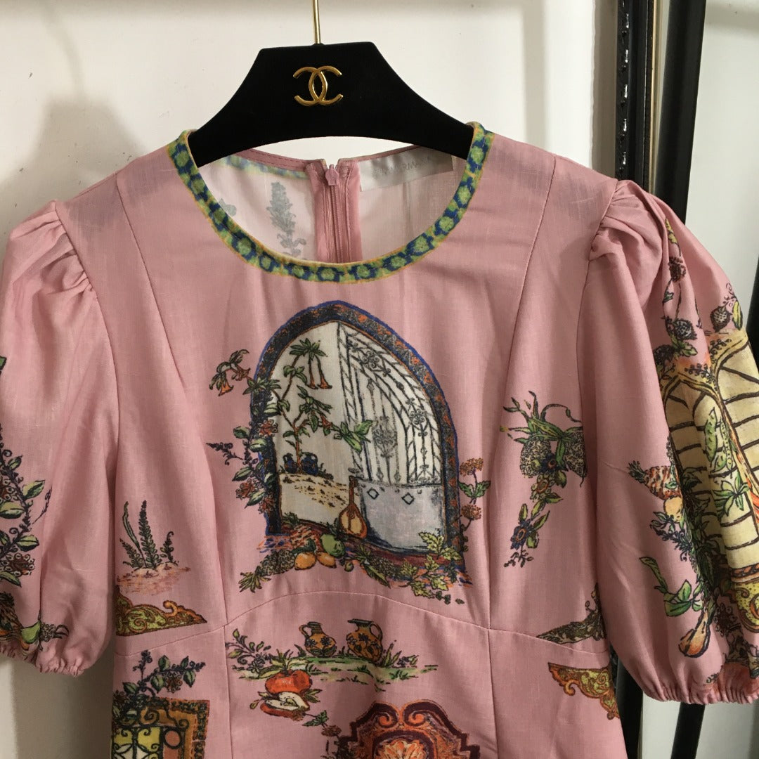 ZIMMERMANN 26S PUFF SLEEVE PATTERNED DRESS STYLE 19
