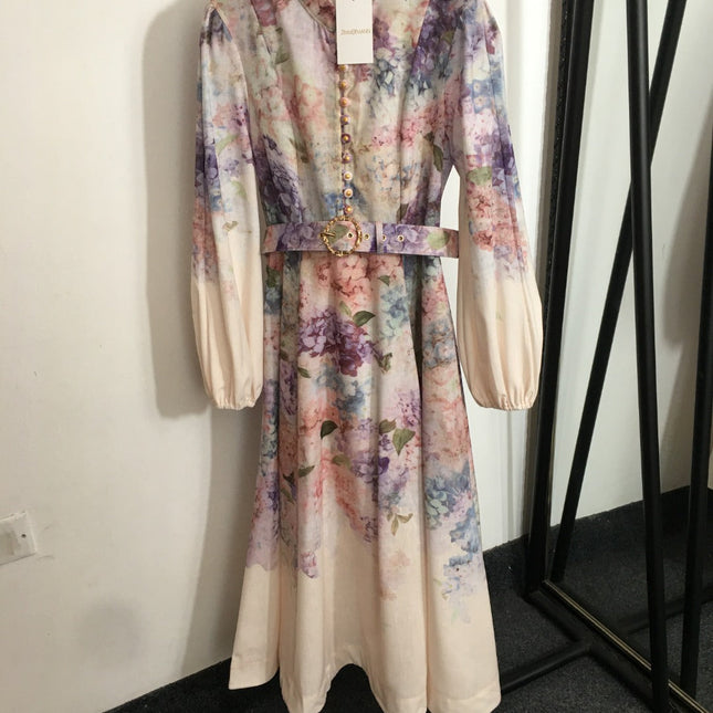 ZIMMERMANN 26S FLORAL BELTED MIDI DRESS 304