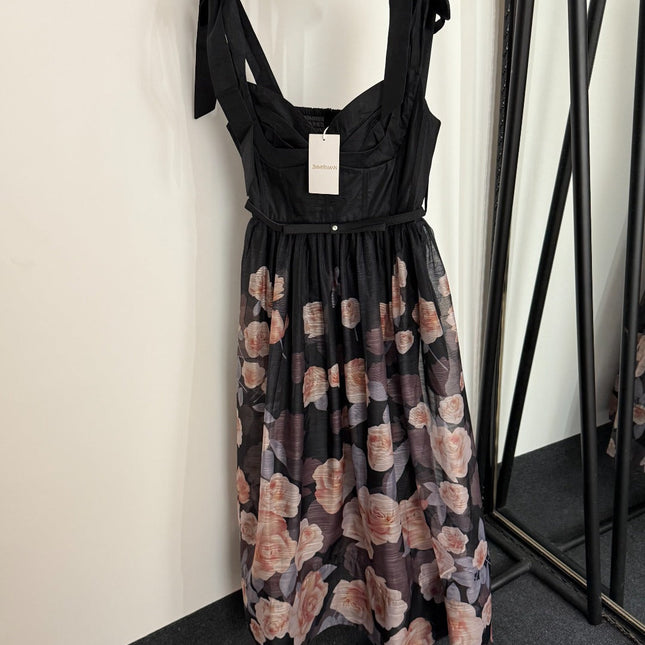 ZIMMERMANN 26S BOW-STRAP FLORAL MIDI DRESS 240
