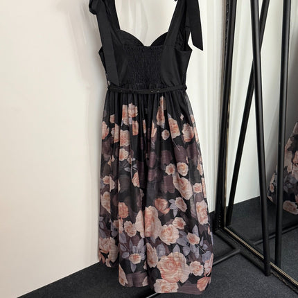 ZIMMERMANN 26S BOW-STRAP FLORAL MIDI DRESS 240
