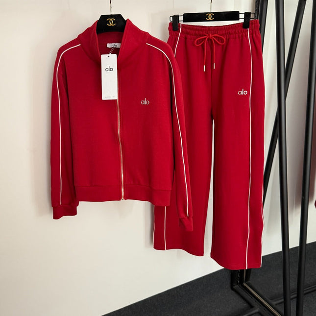 ALO 26S ZIP-UP TRACK JACKET & WIDE-LEG PANTS SET 286