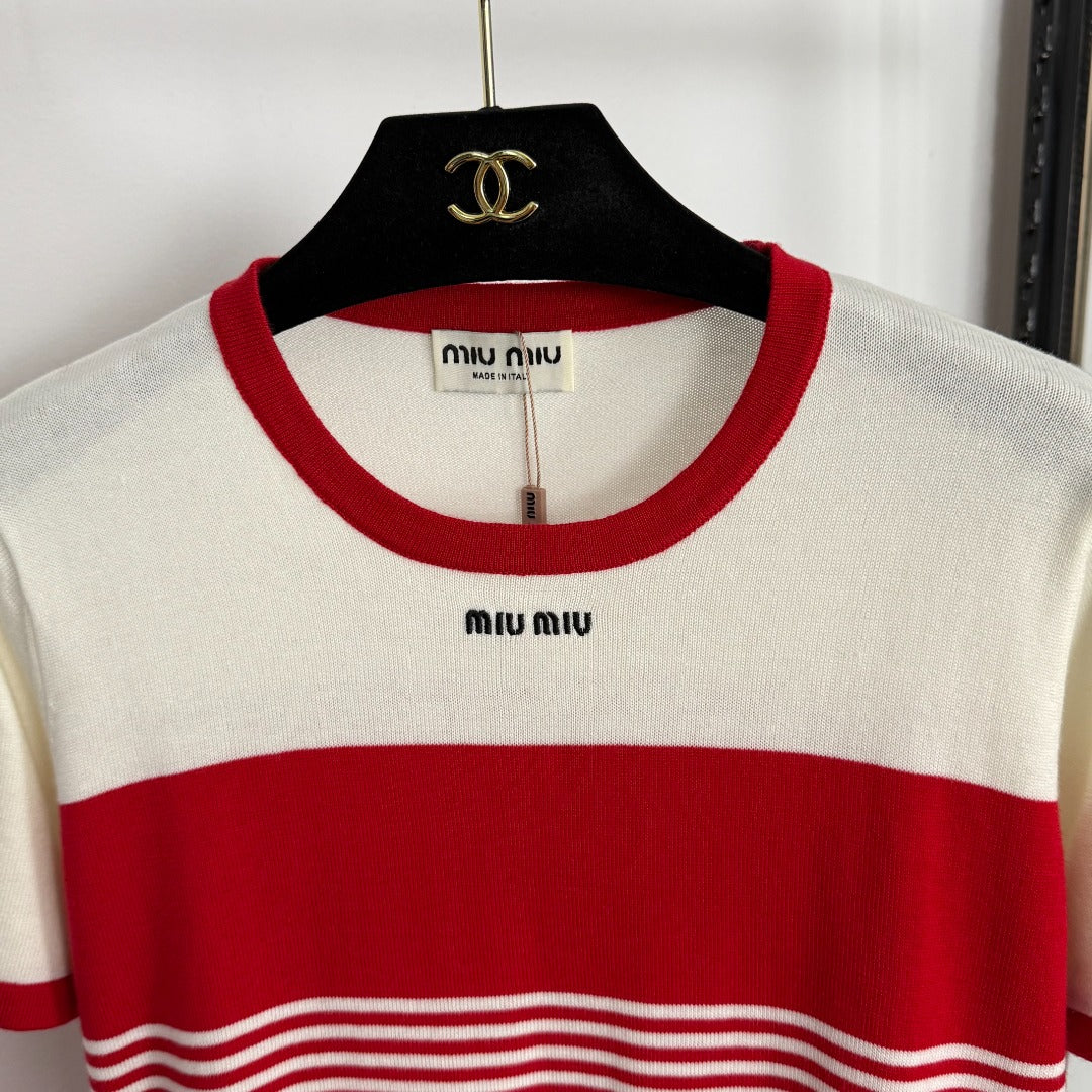 MIUMIU SHORT-SLEEVE KNIT TOP STYLE 360