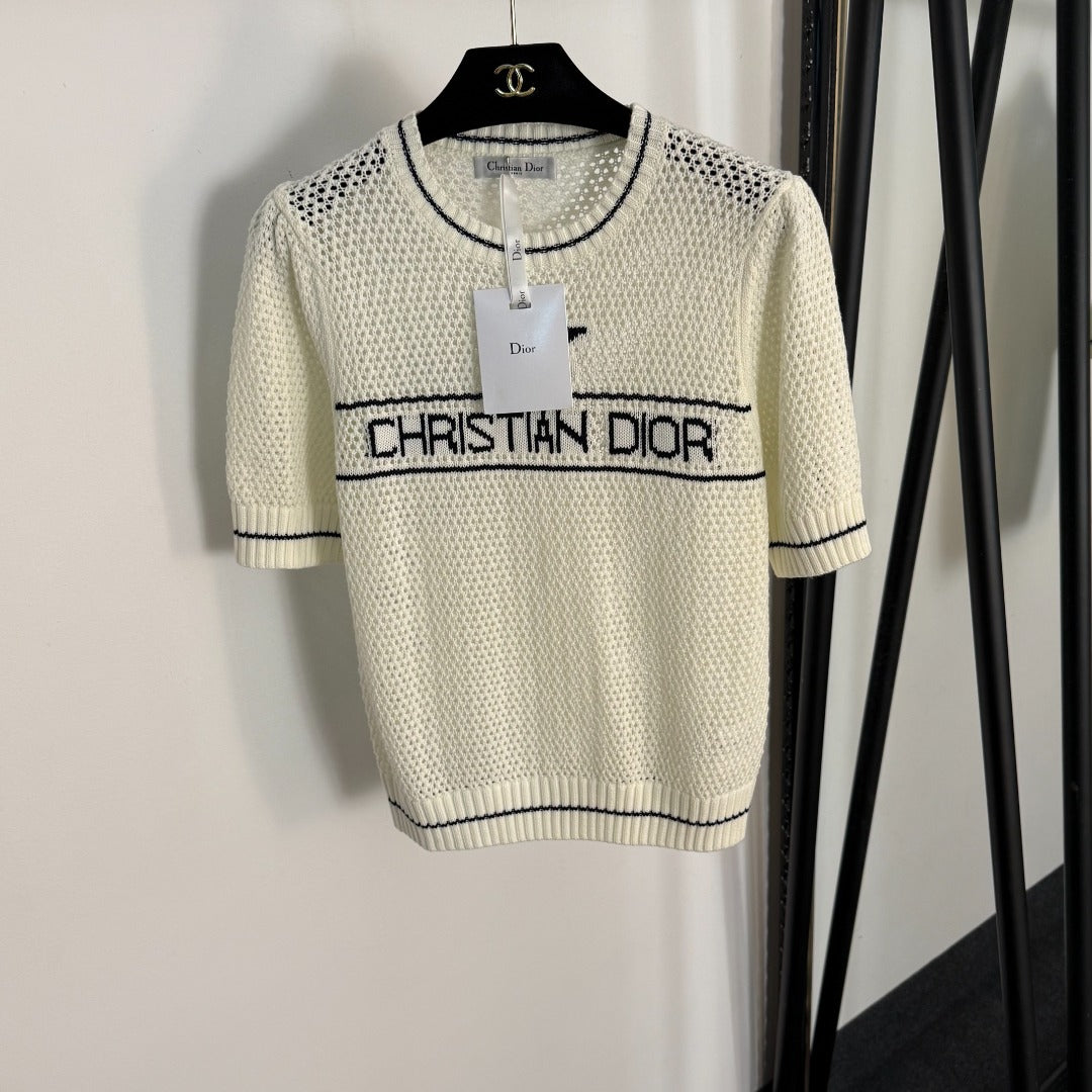 DIOR 26S SHORT-SLEEVE CUT-OUT KNIT TOP 1081