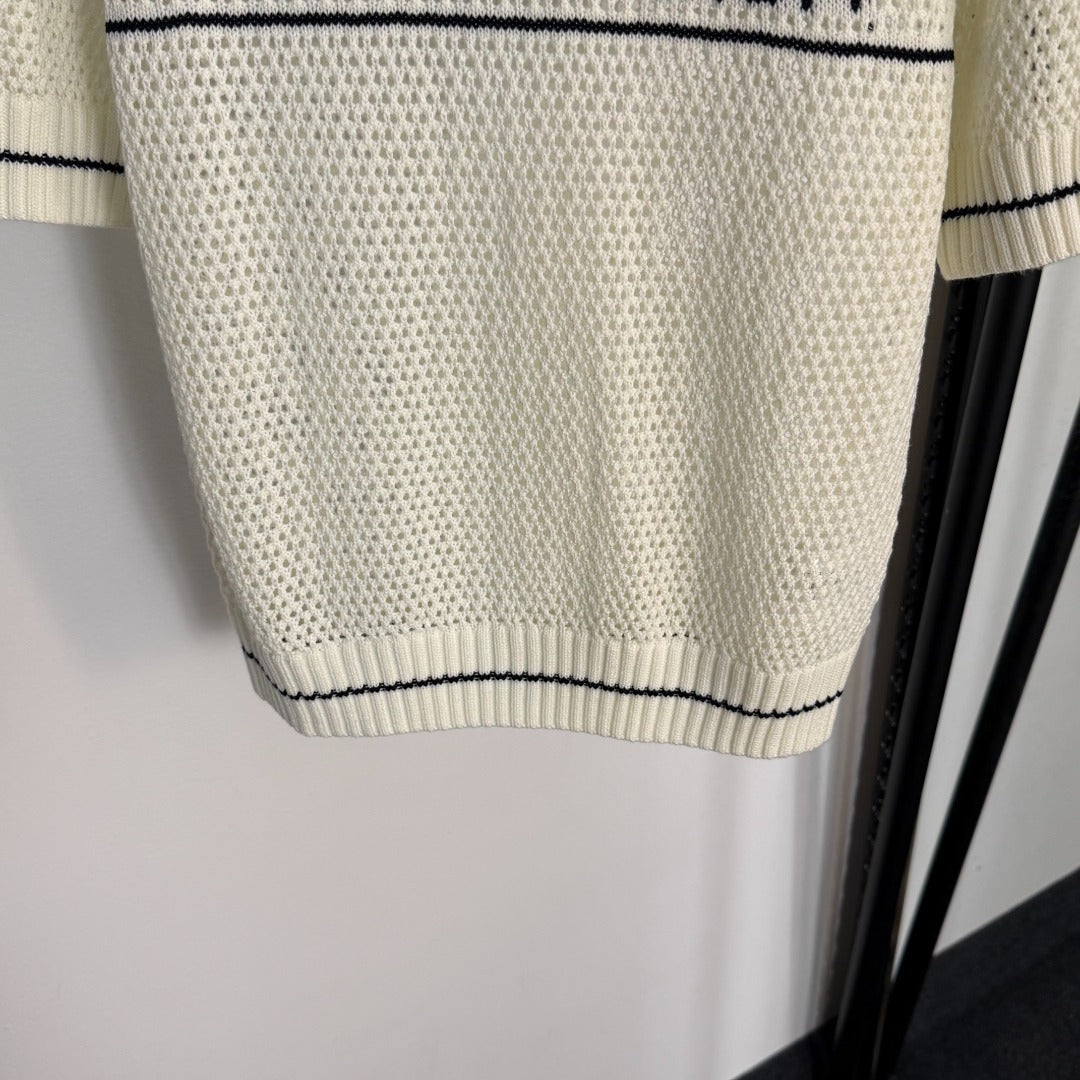 DIOR 26S SHORT-SLEEVE CUT-OUT KNIT TOP 1081