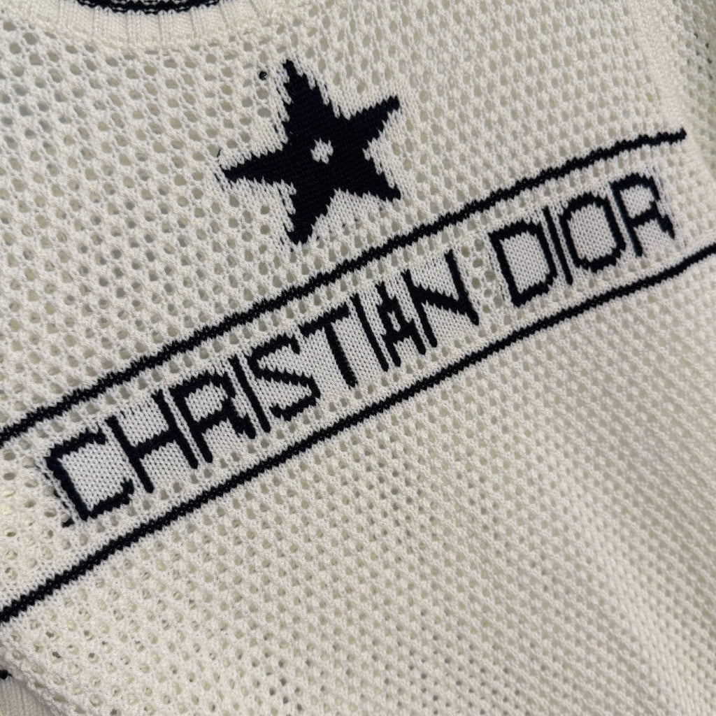 DIOR 26S SHORT-SLEEVE CUT-OUT KNIT TOP 1081