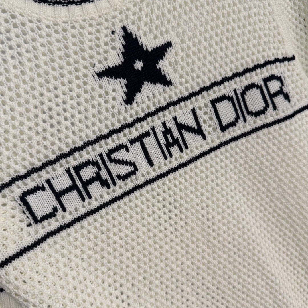 DIOR 26S SHORT-SLEEVE CUT-OUT KNIT TOP 1081