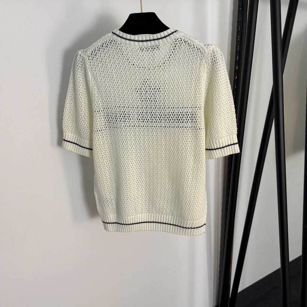 DIOR 26S SHORT-SLEEVE CUT-OUT KNIT TOP 1081