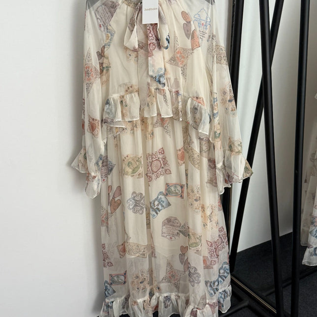 ZIMMERMANN 26S PATTERNED LONG-SLEEVE DRESS STYLE 63