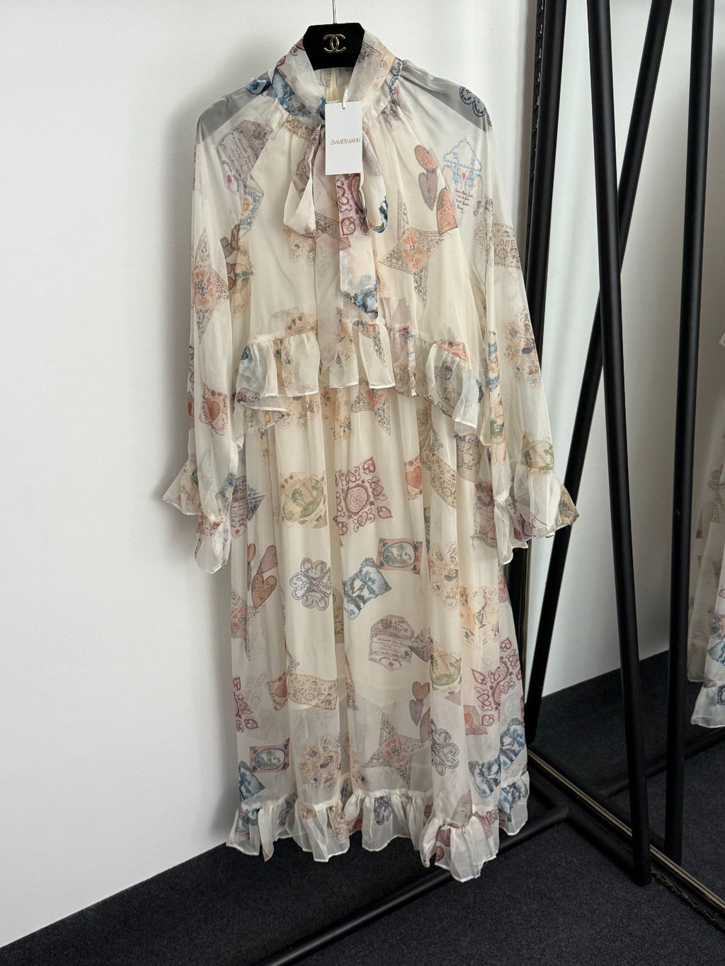 ZIMMERMANN 26S PATTERNED LONG-SLEEVE DRESS STYLE 63