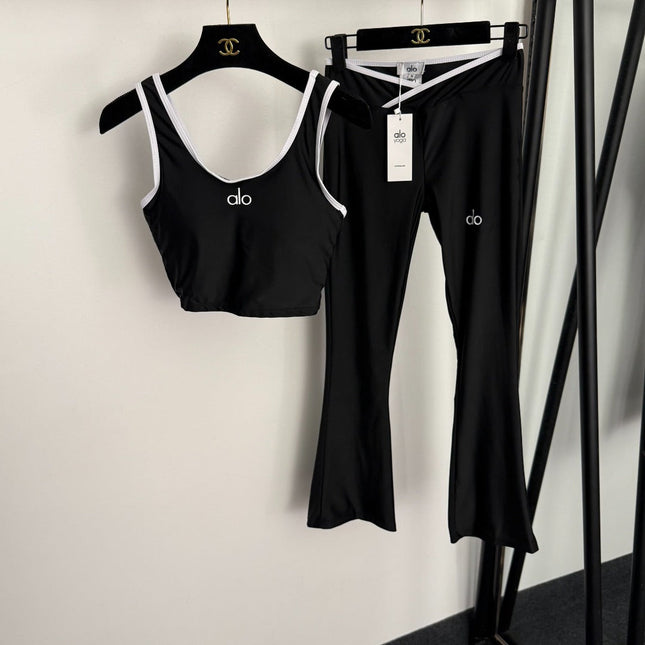 ALO 26S CROP TANK TOP & FLARED PANTS SET 221