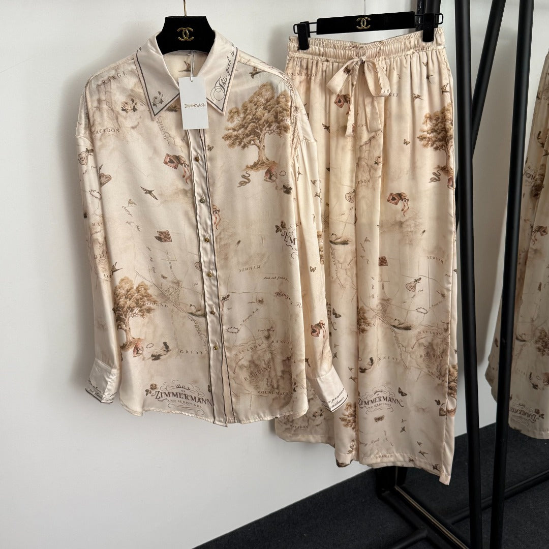 ZIMMERMANN 26S SHIRT AND STRAIGHT-LEG PANTS SET STYLE 59