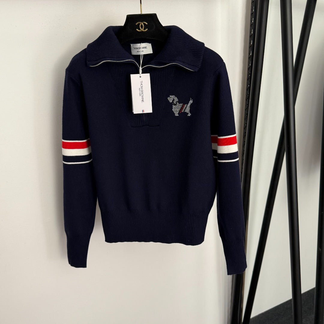 THOM 26S LONG-SLEEVE ZIP-UP KNIT TOP STYLE 74