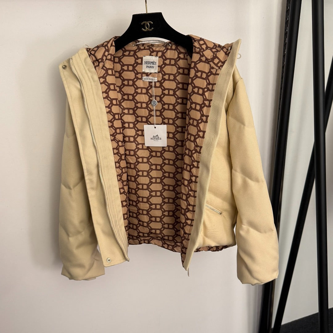 HERMES 25S HOODED LONG-SLEEVE PUFFER JACKET 428