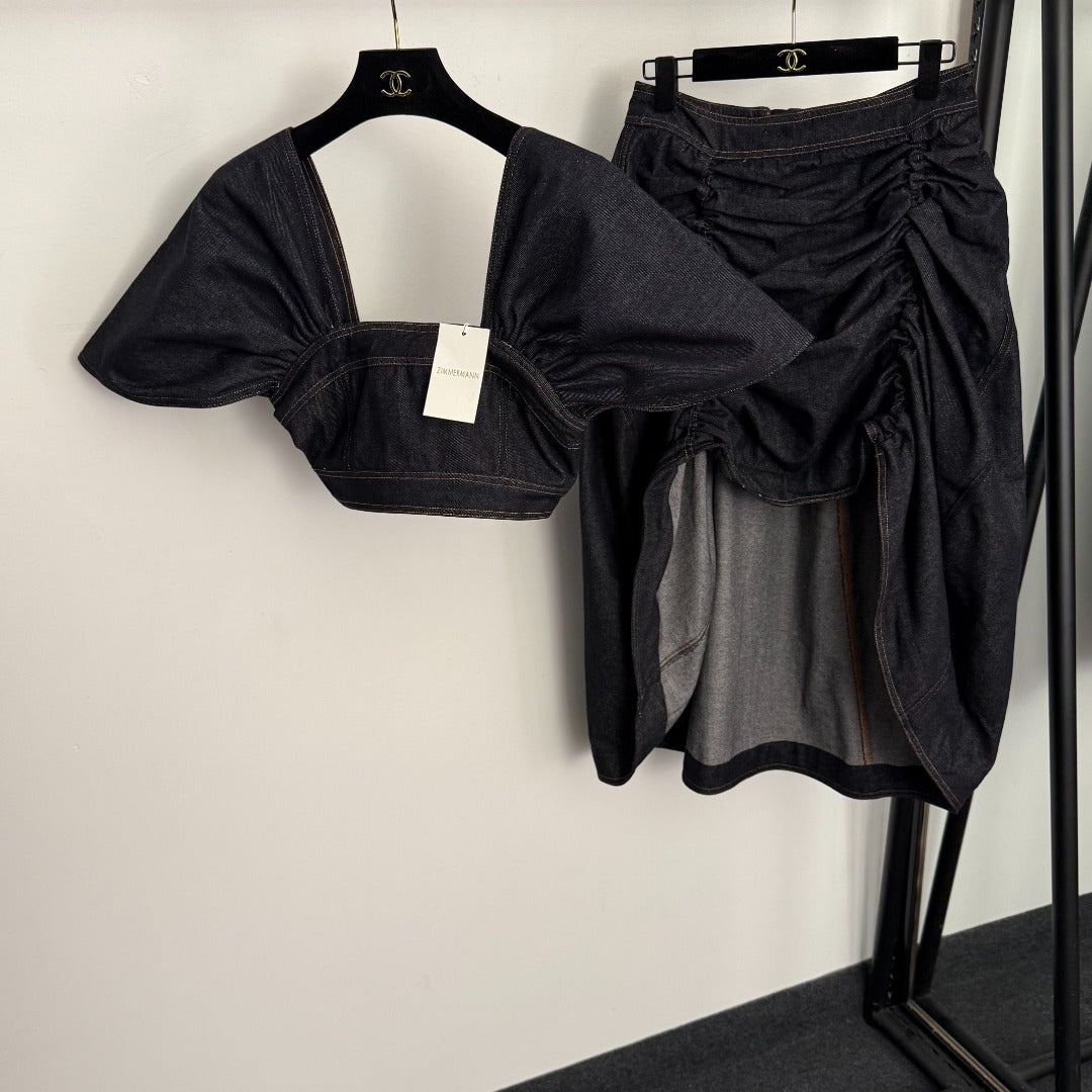 ZIMMERMANN 26S CROPPED TOP AND SKIRT SET STYLE 117