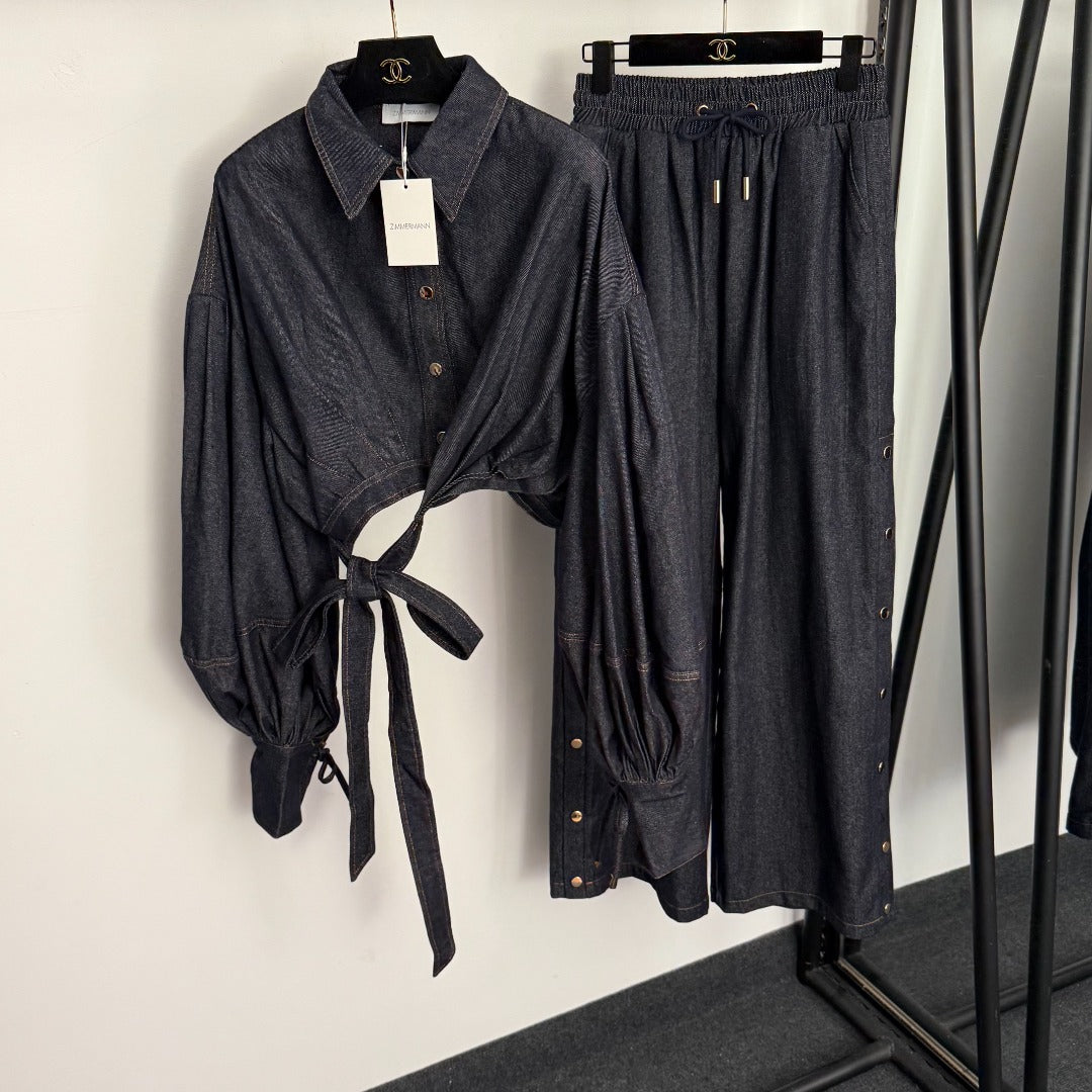 ZIMMERMANN 26S DENIM TOP AND PANTS SET STYLE 125