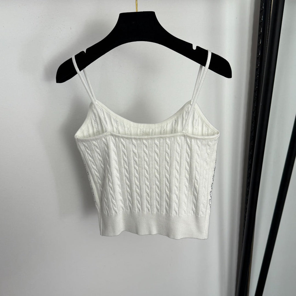 CHANEL 26S KNITTED RHINESTONE-EMBELLISHED CAMI 681